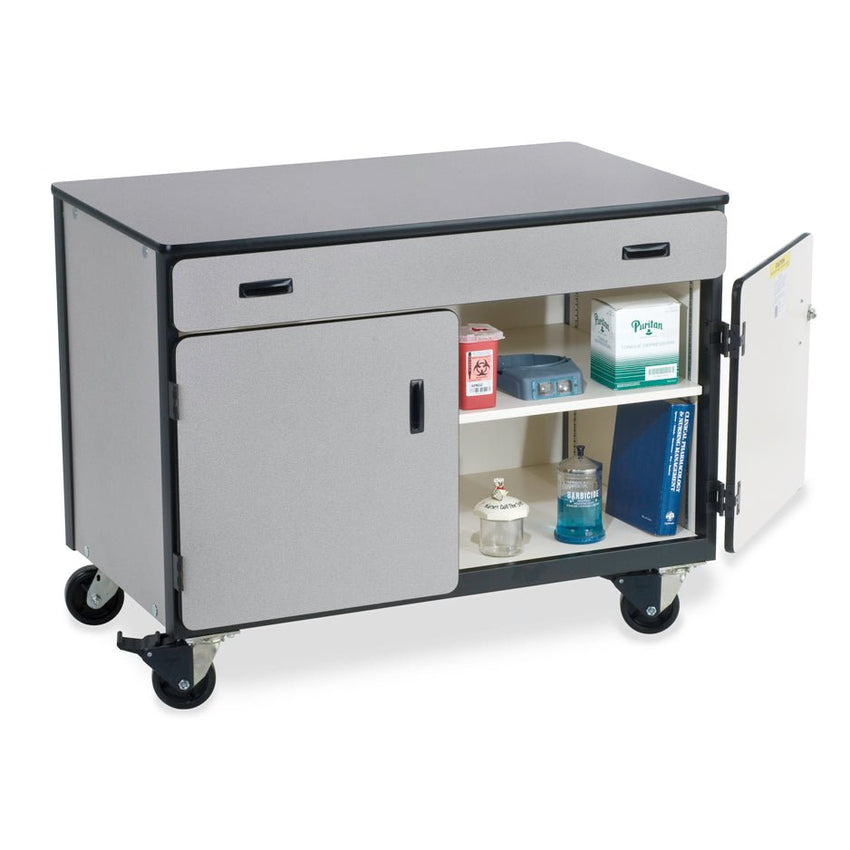 Virco 2321MMB - Mobile Storage Cabinet With One Paper Drawer, One Adjustable Steel Shelf, Two Hinged Doors, Magnetic Marker Back - 48"W x 28"D x 36"H (Virco 2321MMB) - SchoolOutlet