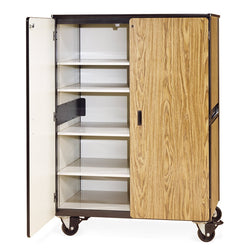 Virco 2501MMB - Mobile Storage Cabinet With Four Adjustable Steel Shelves, Two Hinged Doors, Magnetic Marker Back - 48"W x 28"D x 66"H (Virco 2501MMB)