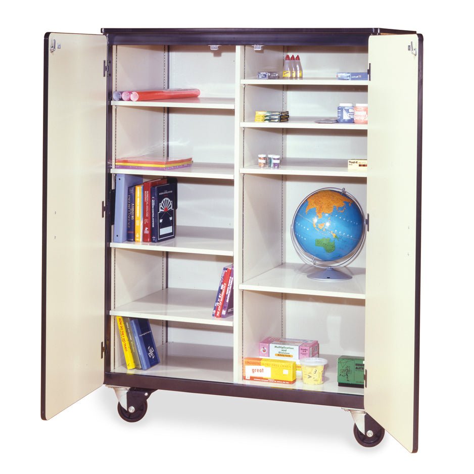 Virco 2502MMB - Mobile Storage Cabinet With Eight Shelves, Magnetic Marker Back - 48"W x 28"D x 66"H (Virco 2502MMB) - SchoolOutlet