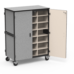 Virco 2509-24DF - Mobile Storage Cabinet With Twelve Cubicles Each Side, 2 Hinged Doors Each Side - 48"W x 28"D x 66"H (Virco 2509-24DF)