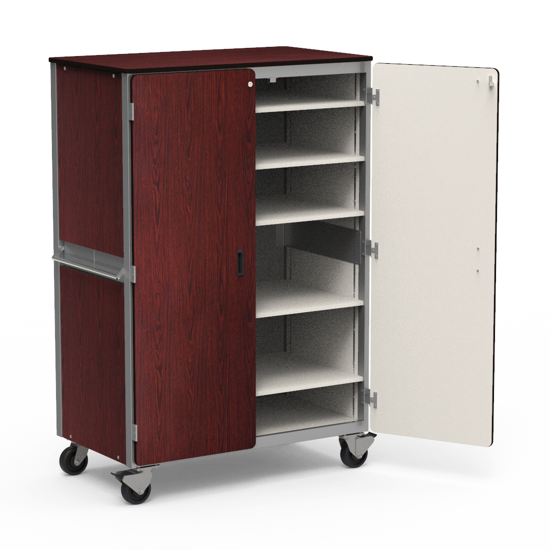 Virco 2601 - Mobile Storage Cabinet With Five Adjustable Steel Shelves, Two Hinged Doors - 48"W x 28"D x 72"H (Virco 2601) - SchoolOutlet