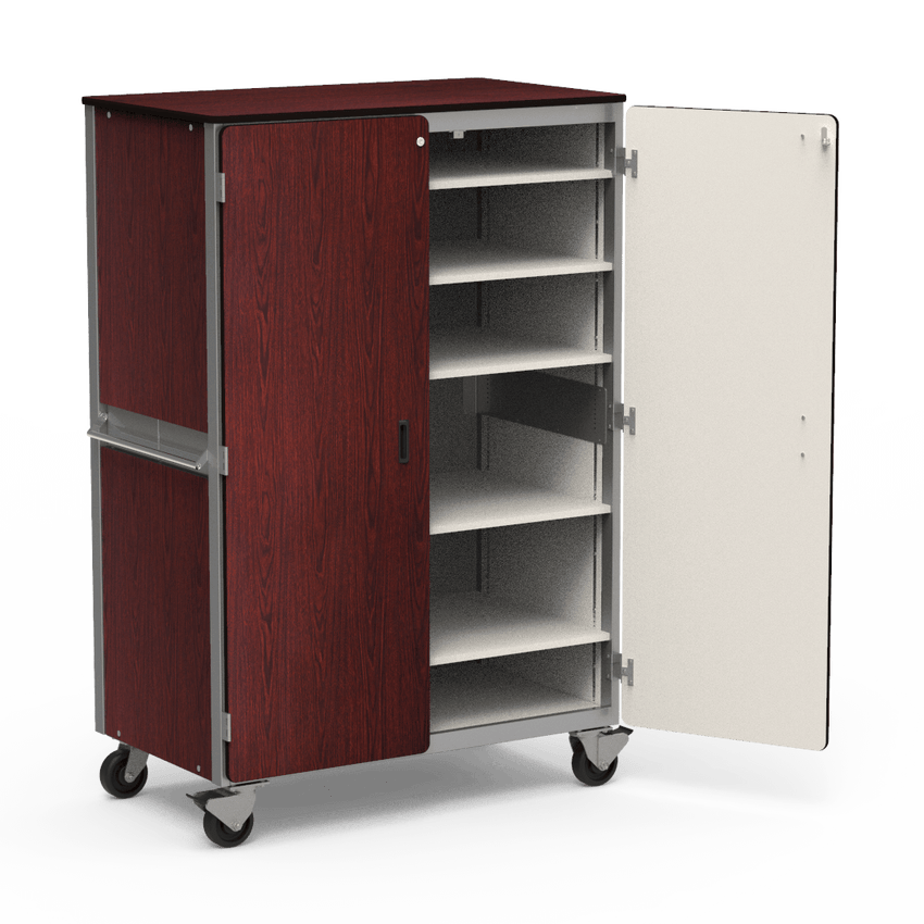 Virco 2601 - Mobile Storage Cabinet With Five Adjustable Steel Shelves, Two Hinged Doors - 48"W x 28"D x 72"H (Virco 2601) - SchoolOutlet