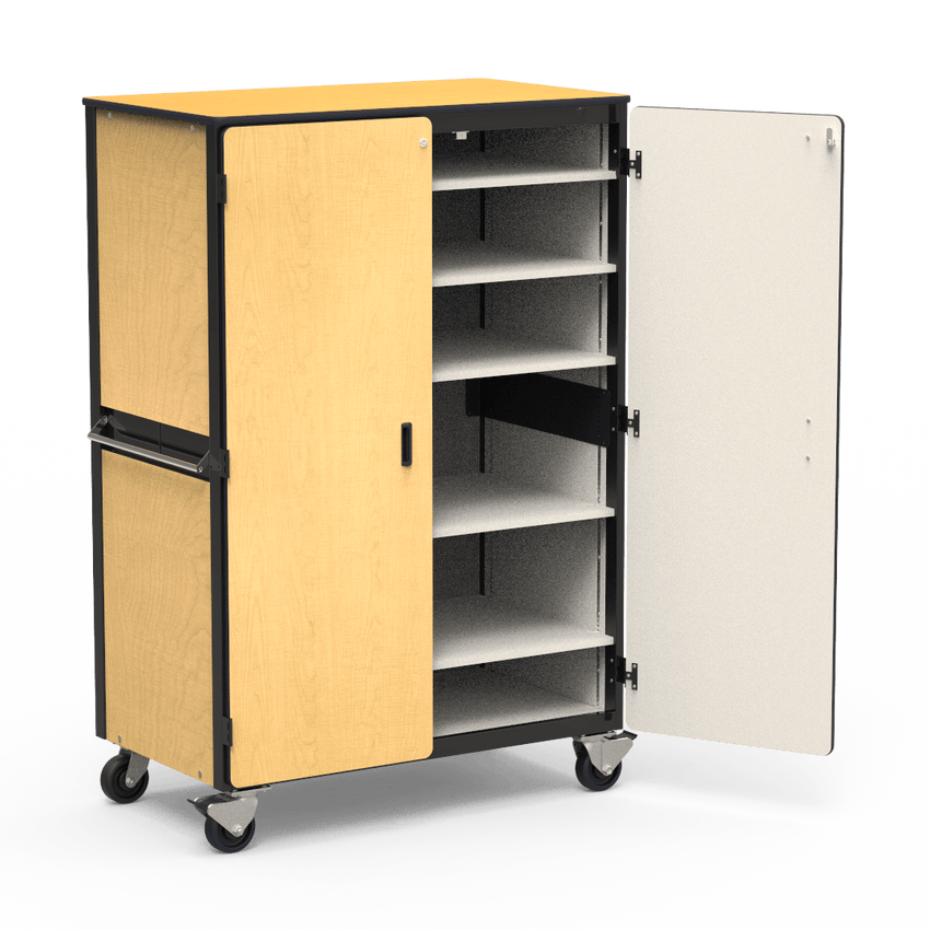 Virco 2601MMB - Mobile Storage Cabinet With Five Adjustable Steel Shelves, Two Hinged Doors, Magnetic Marker Back - 48"W x 28"D x 72"H (Virco 2601MMB) - SchoolOutlet