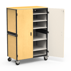 Virco 2601MMB - Mobile Storage Cabinet With Five Adjustable Steel Shelves, Two Hinged Doors, Magnetic Marker Back - 48"W x 28"D x 72"H (Virco 2601MMB)