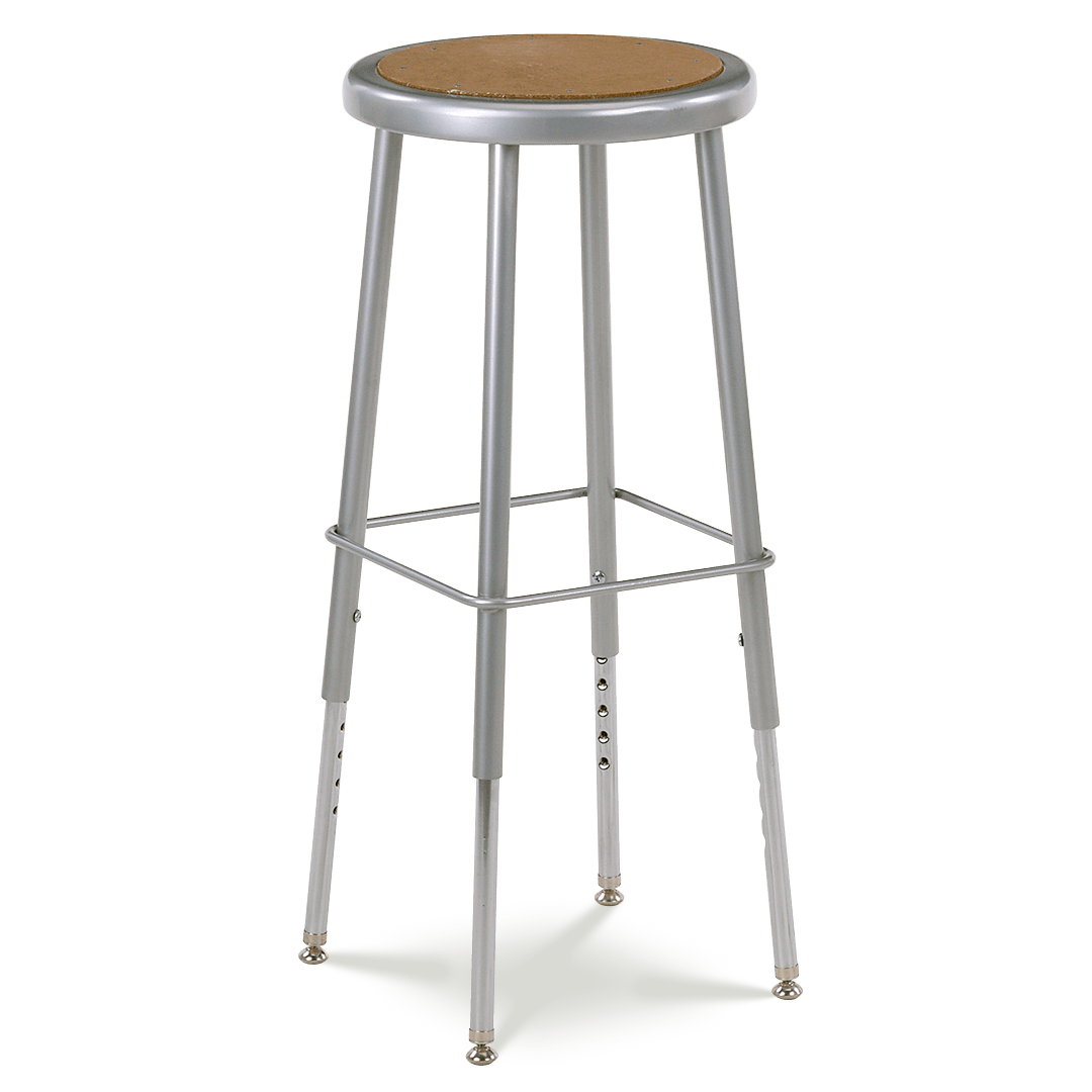 Virco 1222533SG - 122 Series Stool, Steel Seat with Masonite Inset - 25-33" Adjustable Seat Height - SchoolOutlet