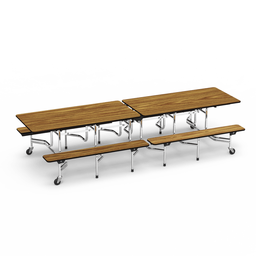 Virco MTB152710AEB - Mobile Bench Cafeteria Table 15"H x 10'L Bench Sure Edge, 27"H x30"W x 10'L (Virco MTB152710AEB) - SchoolOutlet