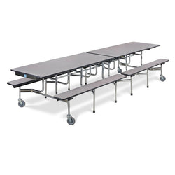 Virco MTB193110W - ADA Compliant Rectangle Mobile Bench Cafeteria Table - T-mold Edge - 19" Seat Height - 10.5'L - Seats 10 and 2 Wheelchair