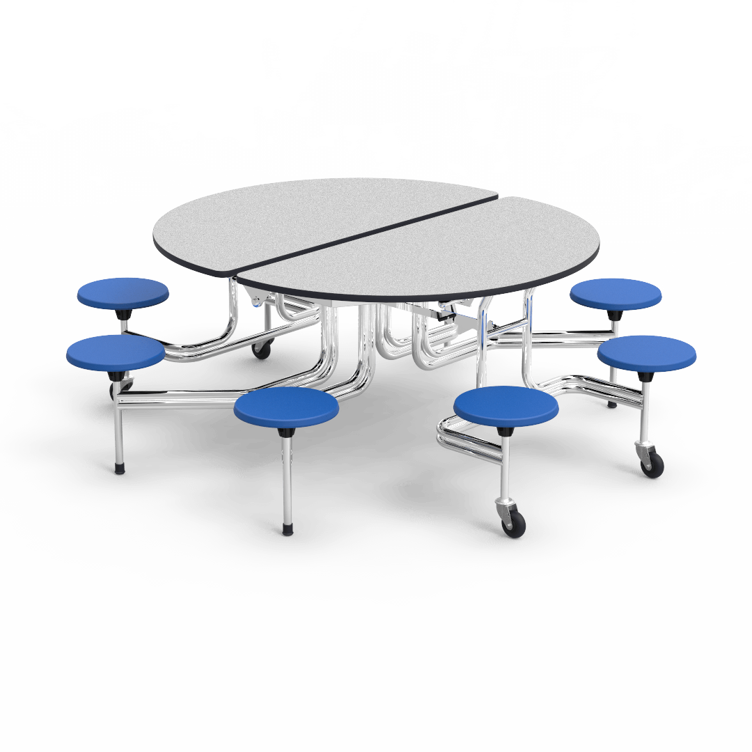 Virco MTSO152758 - Oval Mobile Stool Cafeteria Table - T-mold Edge - 15" Seat Height - 8 Stools (Virco MTSO152758) - SchoolOutlet