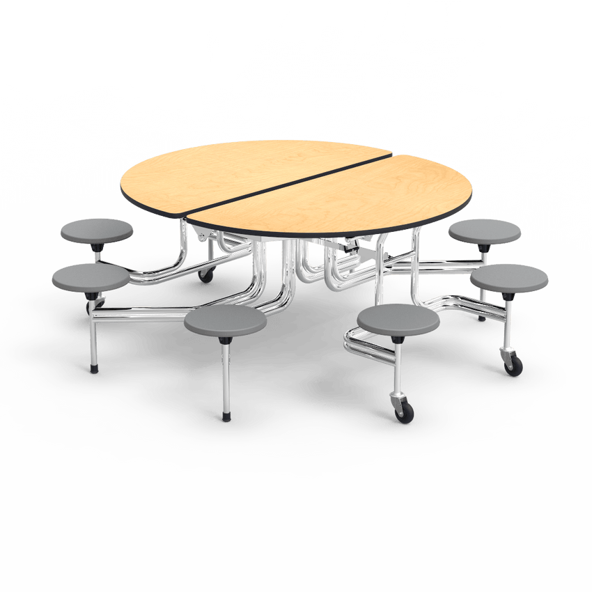 Virco MTSO152758 - Oval Mobile Stool Cafeteria Table - T-mold Edge - 15" Seat Height - 8 Stools (Virco MTSO152758) - SchoolOutlet