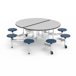 Virco MTSO152758AE - Round Mobile Stool Cafeteria Table - Sure Edge - 15" Seat Height - 8 Stools (Virco MTSO152758AE)