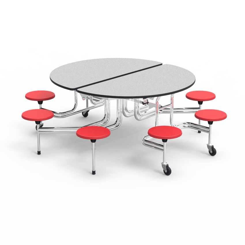 Virco MTSO152758AE - Oval Mobile Stool Cafeteria Table - Sure Edge - 15" Seat Height - 8 Stools (Virco MTSO152758AE) - SchoolOutlet