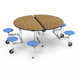 Virco MTSO193156W - ADA Compliant Oval Mobile Stool Cafeteria Table - T-mold Edge - 19" Seat Height - 60" Diameter - 6 Stools